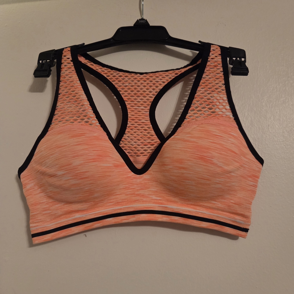 PINK Victoria's Secret Orange Mesh Sports Bra